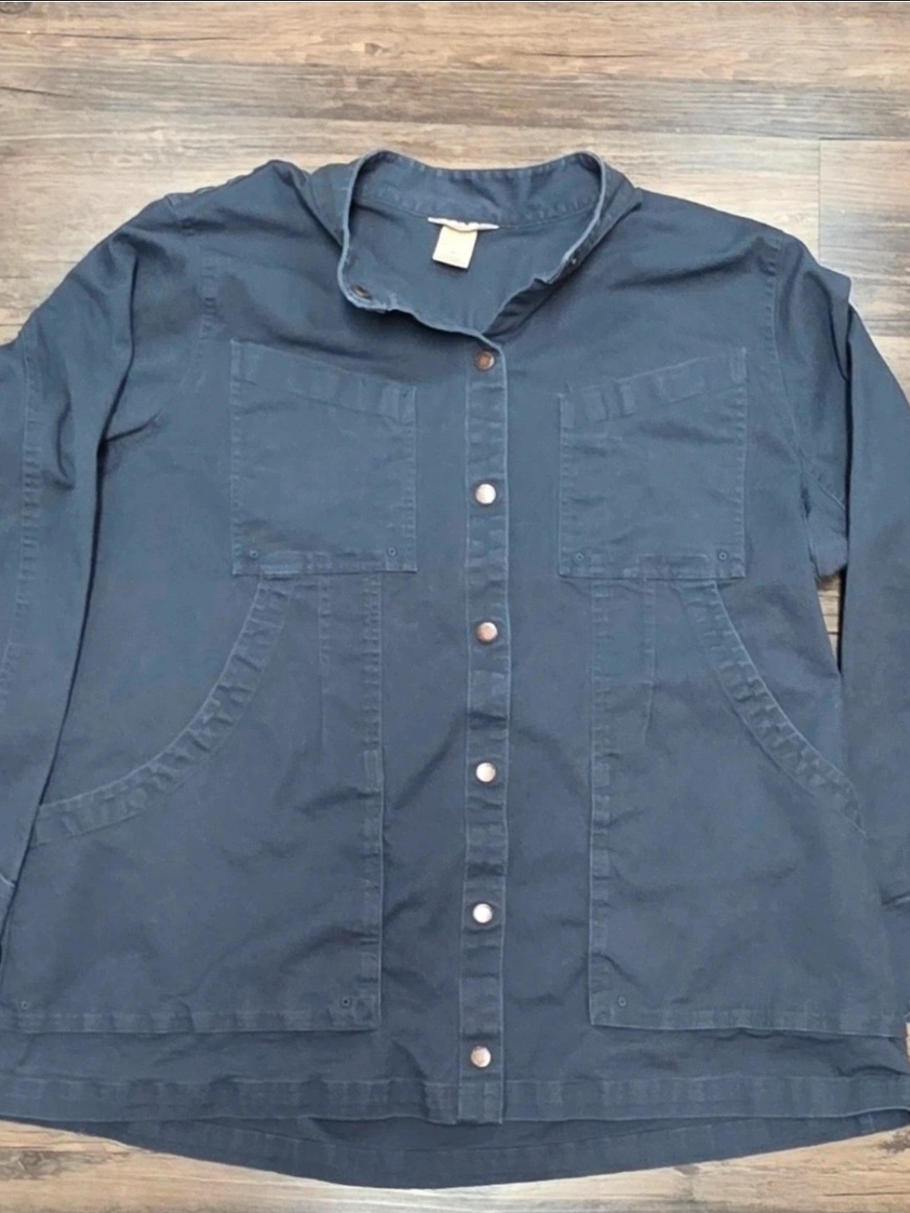 Duluth Trading Co. Washed Slate Blue Utility Canvas Chore Shirt Jacket (XL)